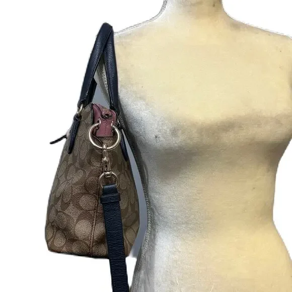 COACH Remi Navy Brown Signature Satchel Saddle Crossbody Bag MRSP $398 - Picture 3 of 15